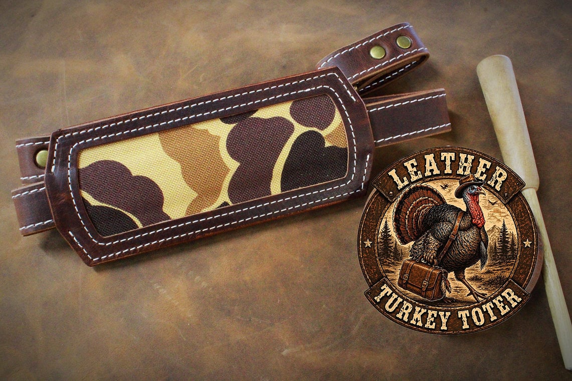 🎯🦃 Leather wild turkey toter sling with vintage turkey stamp engraving💋