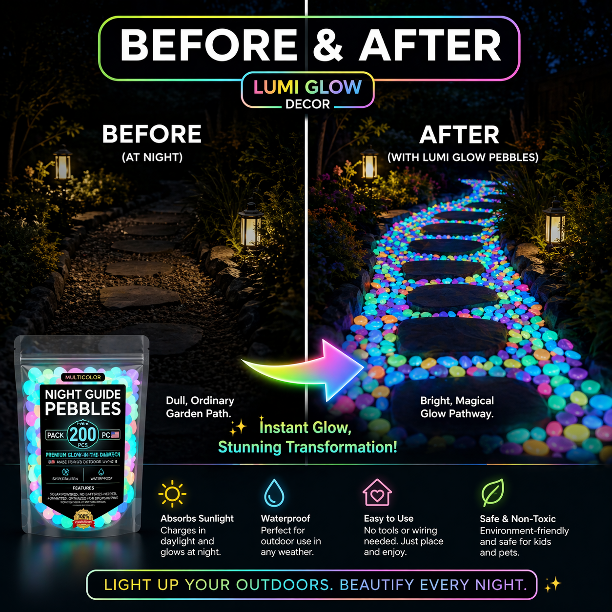 💥LAST DAY SALE 50%OFF💥🌈Colorful Glow-in-the-Dark Garden Stones💋
