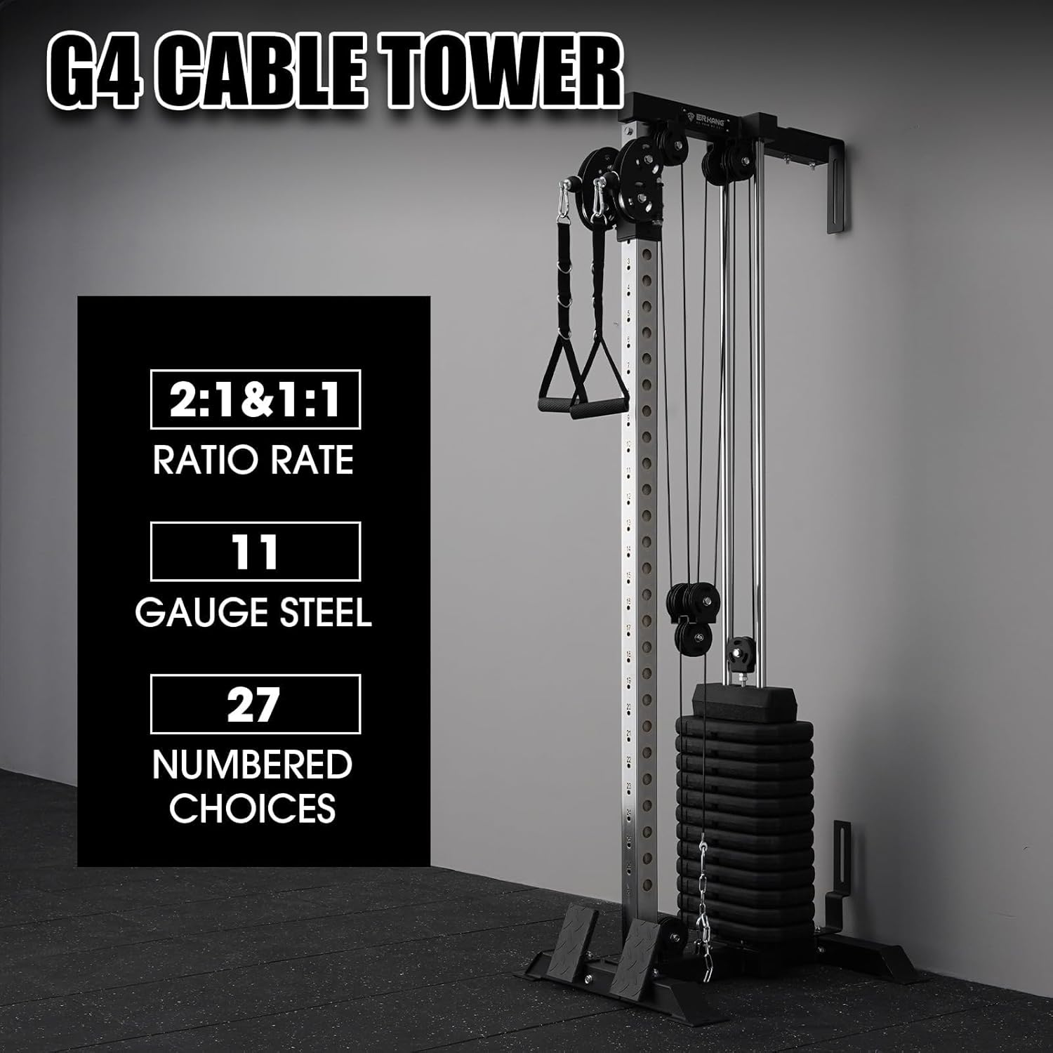 Wall Mount Cable Station, Cable Crossover Machine with Dual Pulley System and 18 Adjustable Positions for Home Gym Fitness Equipment🔥
