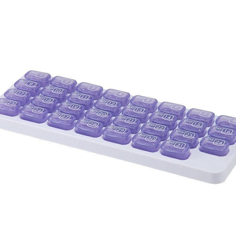 💊Monthly Pill Organizer with Lid - Arthritis-Friendly Easy-Open Lids 31 Removable Daily Pill Pods Date Reminder & Travel Case for Vitamins & Medications💋