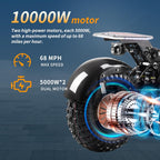 T90 Pro Electric Scooter for Adults, 10000W Dual Motor, 68 MPH Max Speed, 72V Removable Battery, 14" Off-Road Tires 800lbs Max Load, Music Light, Waterproof, 65 Mile Range, Fast E-Scooter👄