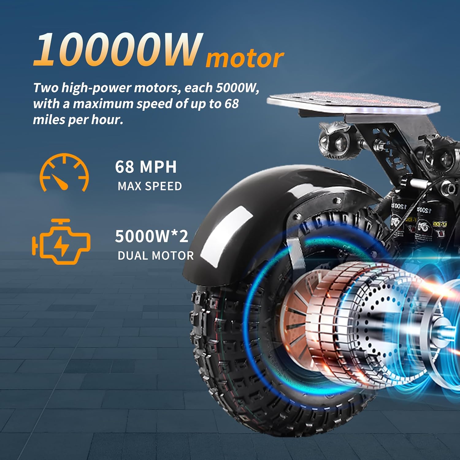 T90 Pro Electric Scooter for Adults, 10000W Dual Motor, 68 MPH Max Speed, 72V Removable Battery, 14" Off-Road Tires 800lbs Max Load, Music Light, Waterproof, 65 Mile Range, Fast E-Scooter👄
