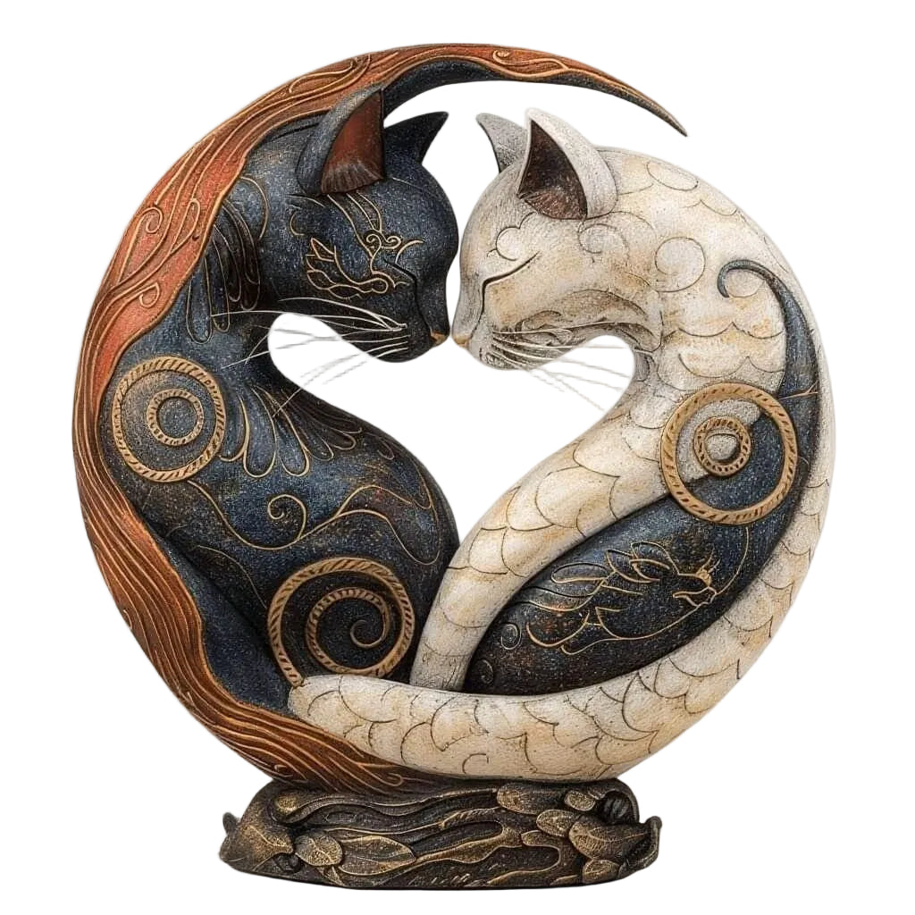 Black and White Cat Yin Yang Art Desk Decor💋